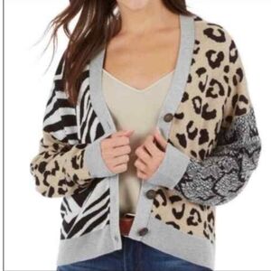 Peyton Primrose Mix Animal Print Cardigan Size XL